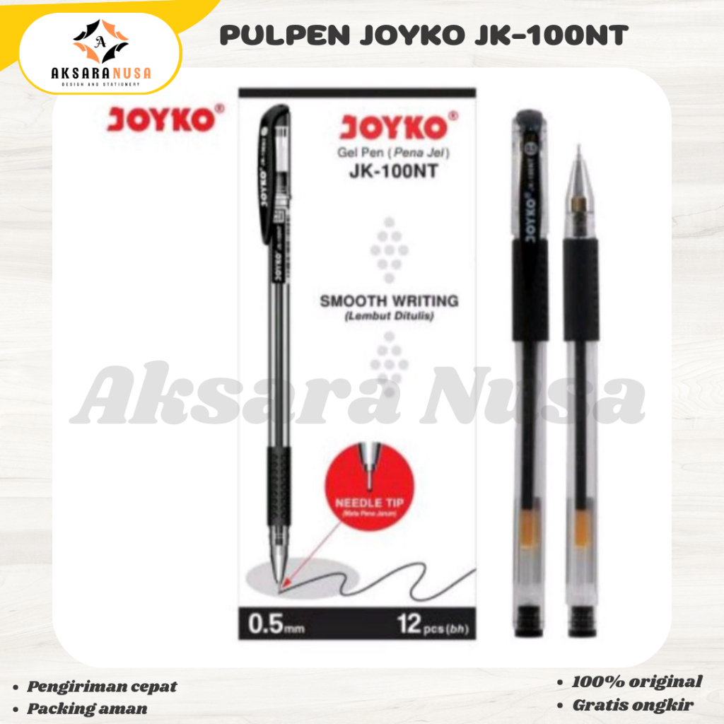 

(1PAK) PULPEN GEL JOYKO JK-100NT/JK-100 ISI 12 PCS TEBAL 0.5MM