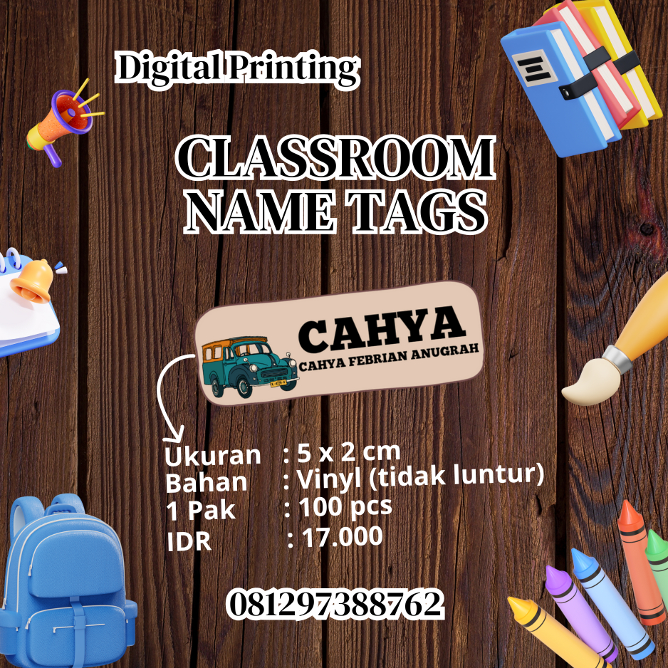 

Stiker Nama, Label Nama Anak sekolah