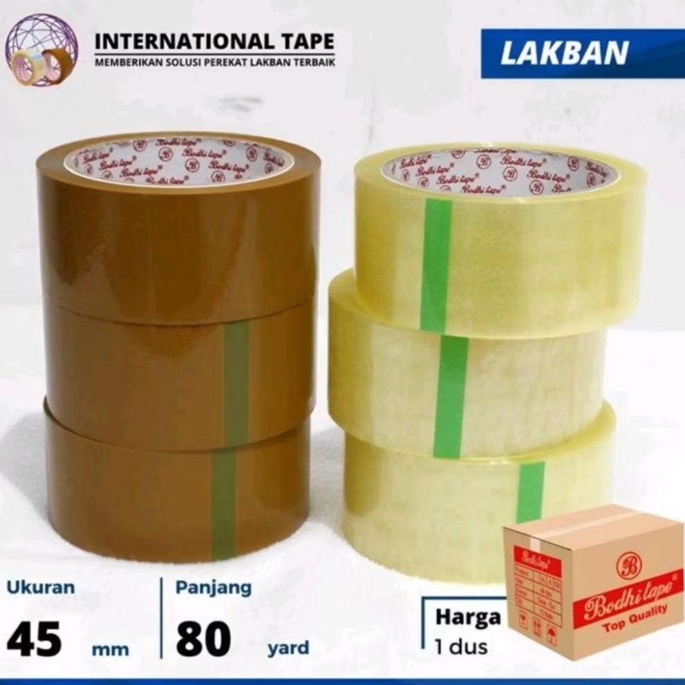 

Solatip / Isolasi / Lakban Bening Lakban Cokelat 45mmx80yard Strong