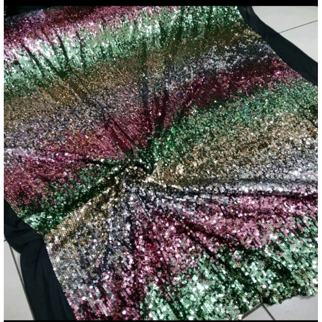 BAHAN/KAIN SEQUIN SPANDEX GRADASI PELANGI/GRADASI SEQUIN PREMIUM