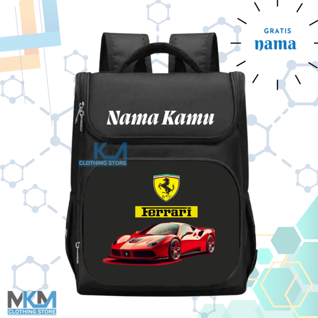 Mobil Balap I Tas Ransel Sekolah Anak TK/SD Super Car Ferrari I Tas Sekolah Anak SD/TK Mobil Balap F