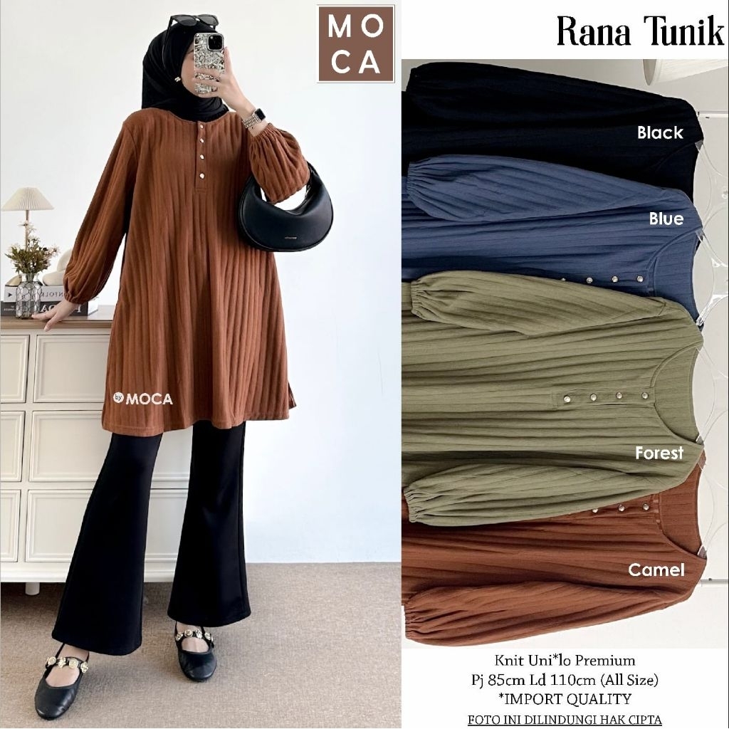 MOCA Rana Ilera Long Tunik Kaos Polos Moca 110  MCA Meong Solo