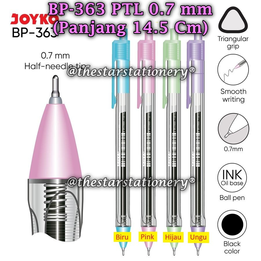 

(1 Biji) Bolpen JOYKO BP-363 Vokus Trans PTL 0.7 mm Hitam / Pulpen Pena Joyko BP-363 0.7 mm (1 Biji)