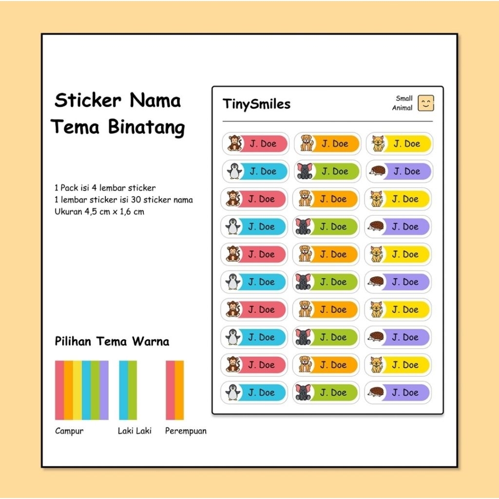 

Stiker Nama Anak Tema Binatang