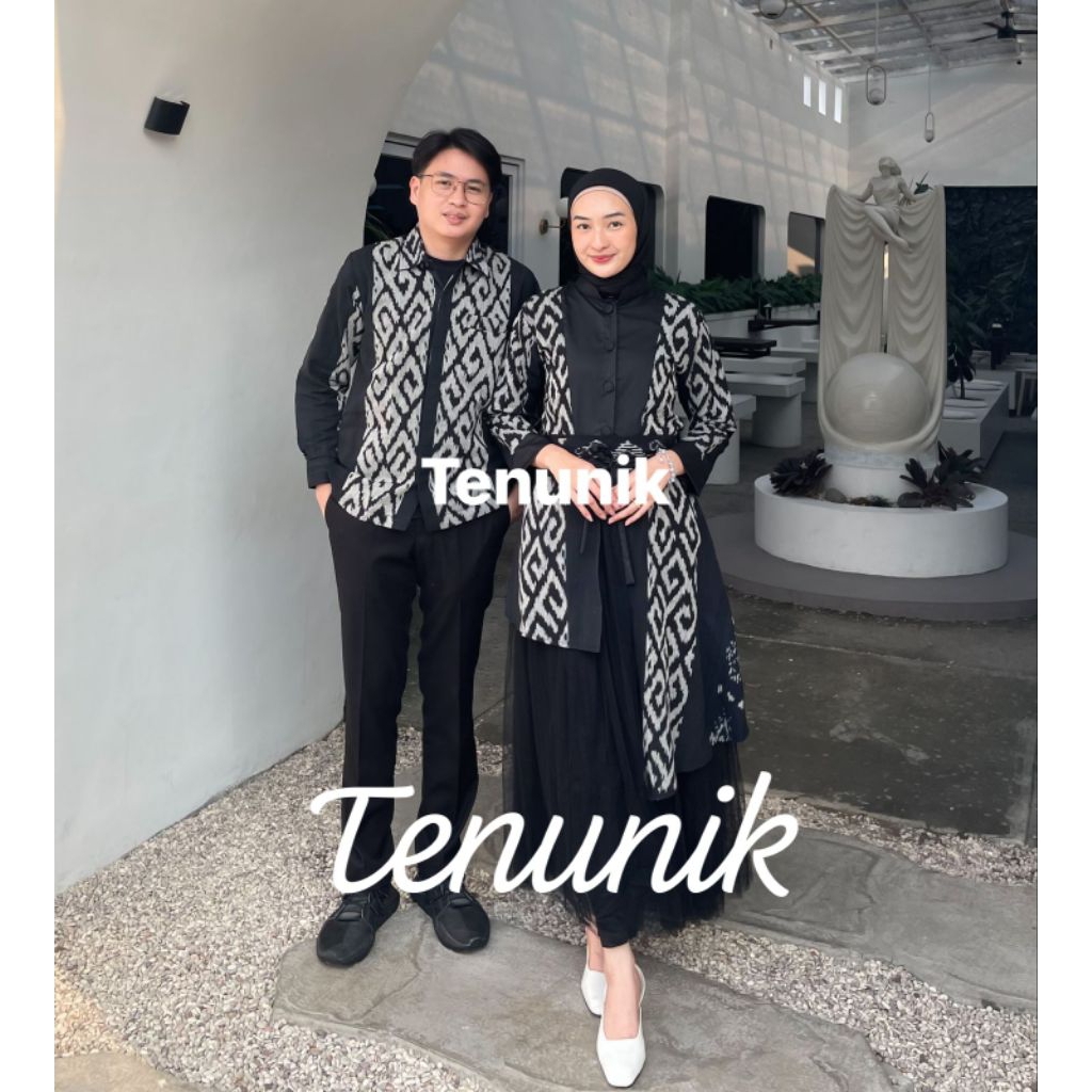 BAJU TENUN COUPLE MARWAH BLACK - BAJU TENUN - BAJU COUPLE - TUNIK COUPLE - BAJU KONDANGAN - COUPLE K