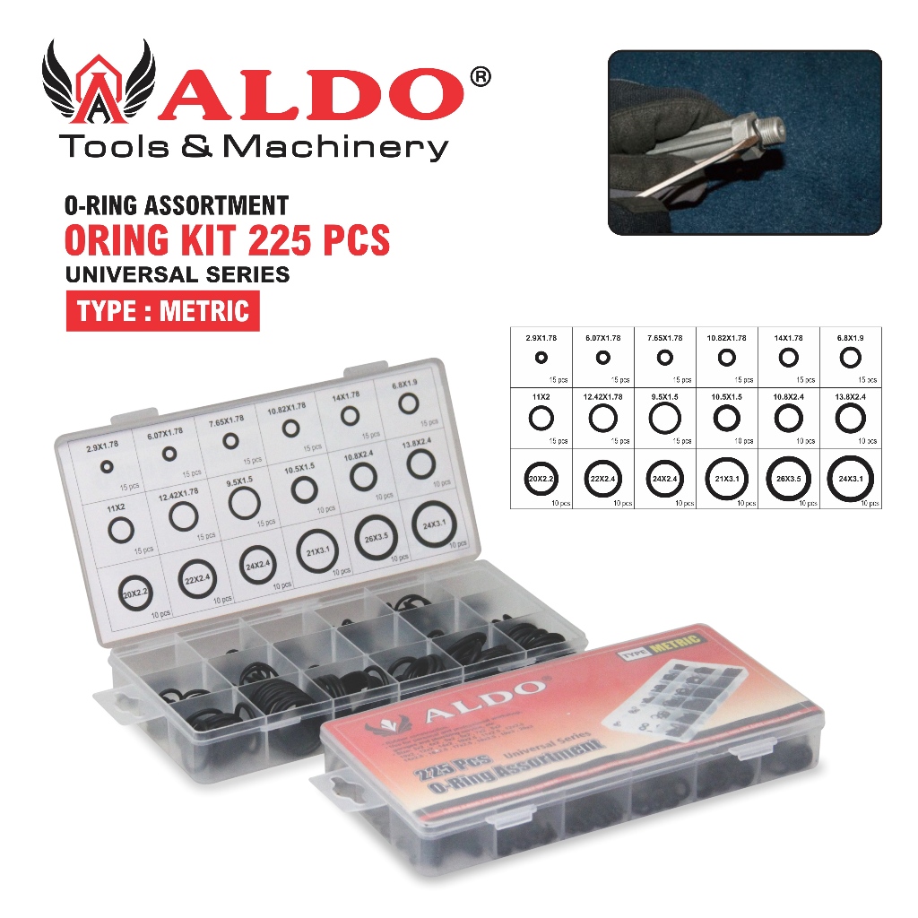 ORING KIT 225 PCS METRIC / ORING ASSORTMENT MERK ALDO