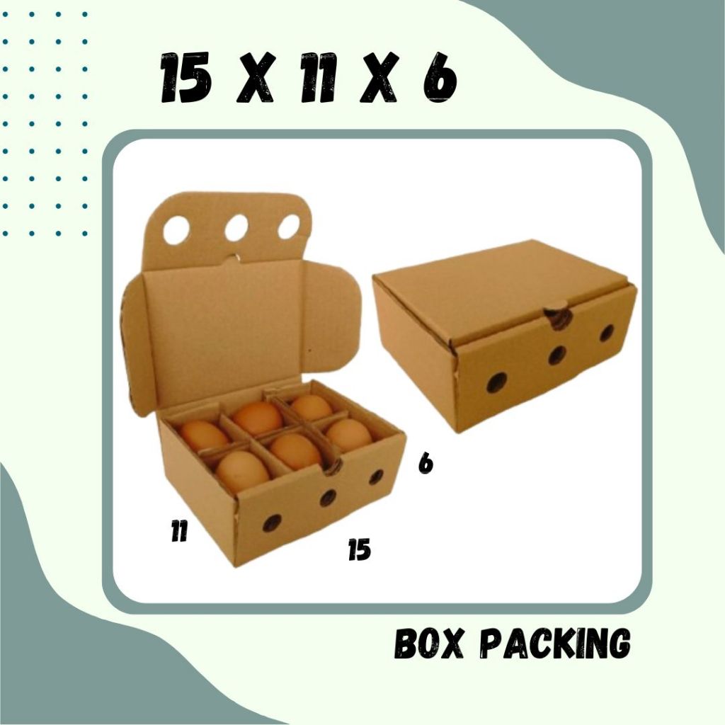 

Box telur 15x11x6 LD Kardus Telur isi 6 Packing Kotak Dus Telur Asin Tray Endog Sahabat UMKM