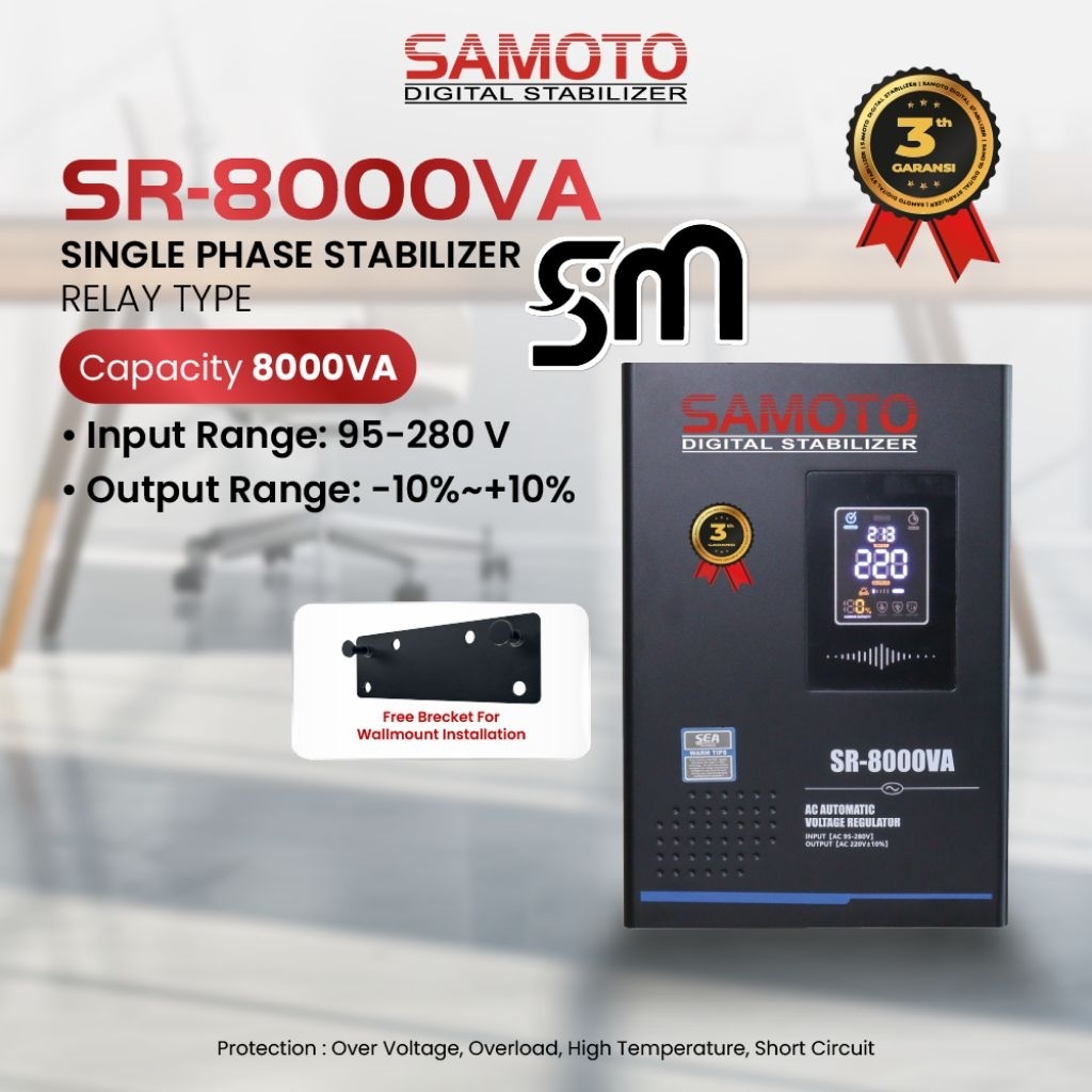 Stabilizer Samoto SR-8000VA Digital AVR Relay Controlled Series SR8000VA