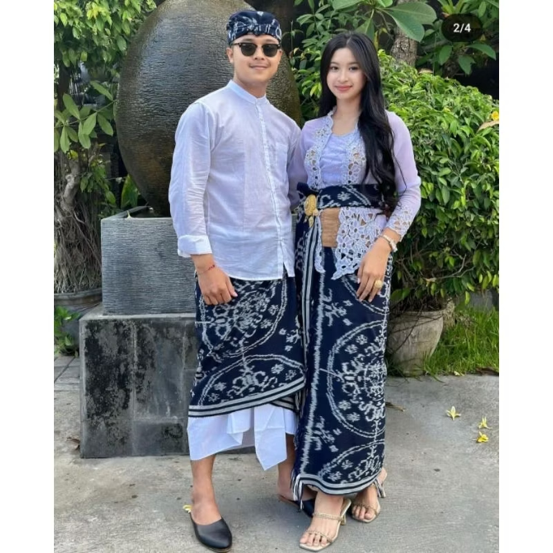 Set Couple Blangket / Kamen Couple Bali / Kamen + Selendang + Saput + Udeng Motif Elegan
