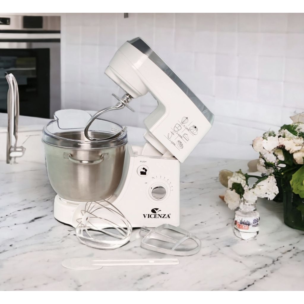 Stand Mixer VICENZA VSM100, Mixer hemat energi 350, multifungsi alat masak untuk adonan roti, bakpao