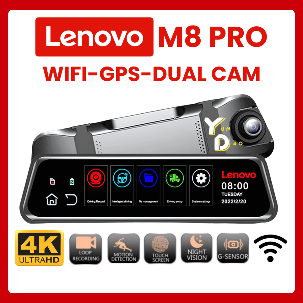 Lenovo M8 Pro Kamera Spion Dashcam Original DVR Dual Full-HD Full Screen