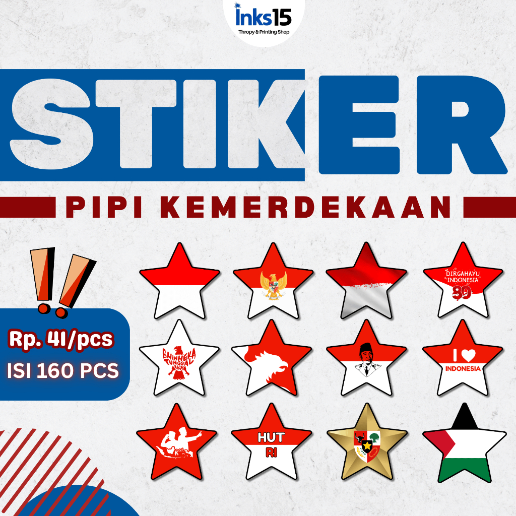 

(160pcs) Stiker Pipi Chromo Bentuk Bintang Merah Putih | Meriahkan 17 Agustus!