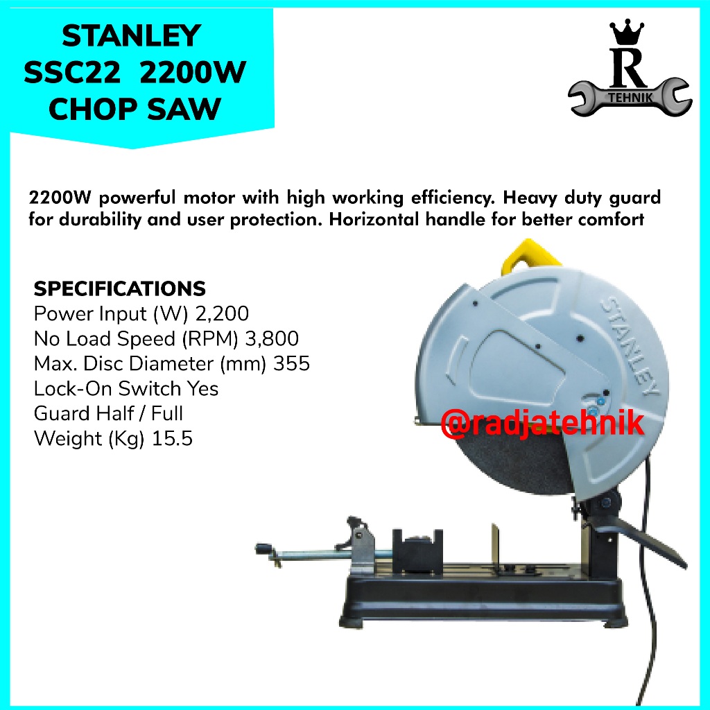 STANLEY  SSC22 Chop Saw 2200W  Chop Saw Mesin Gergaji Listrik   Alat Tukang Serbaguna
