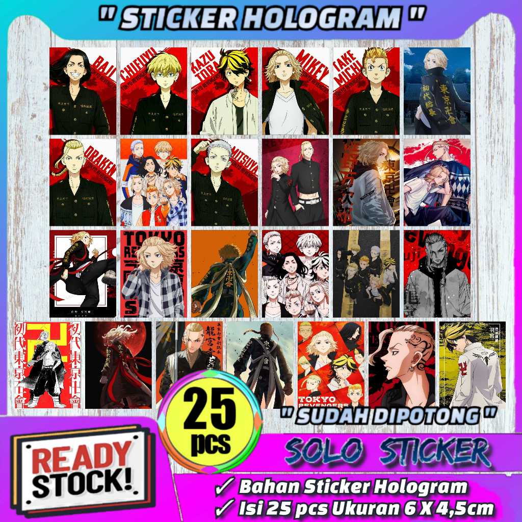 

Sticker Anime Tokyo Revengers 25 pcs Bahan Hologram Anti Air Sudah Dipotong