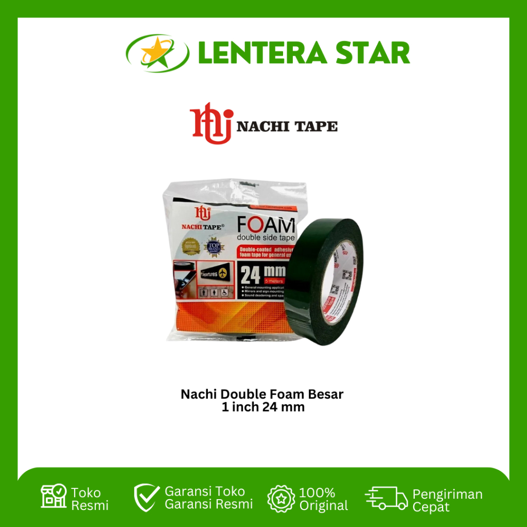 

Double Foam Nachi Besar Double Tape FOAM NACHI 1 inch (24 mm) x 5 M