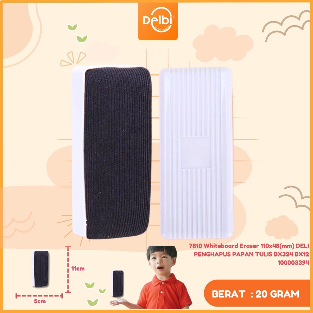 

Whiteboard Eraser Penghapus Papan Tulis Putih - Deli 7810 WHITEBOARD ERASER 110X48 MM