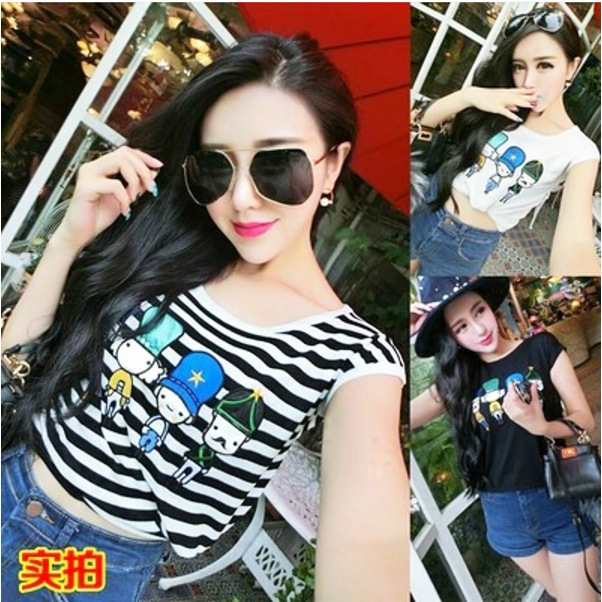 Kaos T-shirt knitted rajut sexy wanita import korea