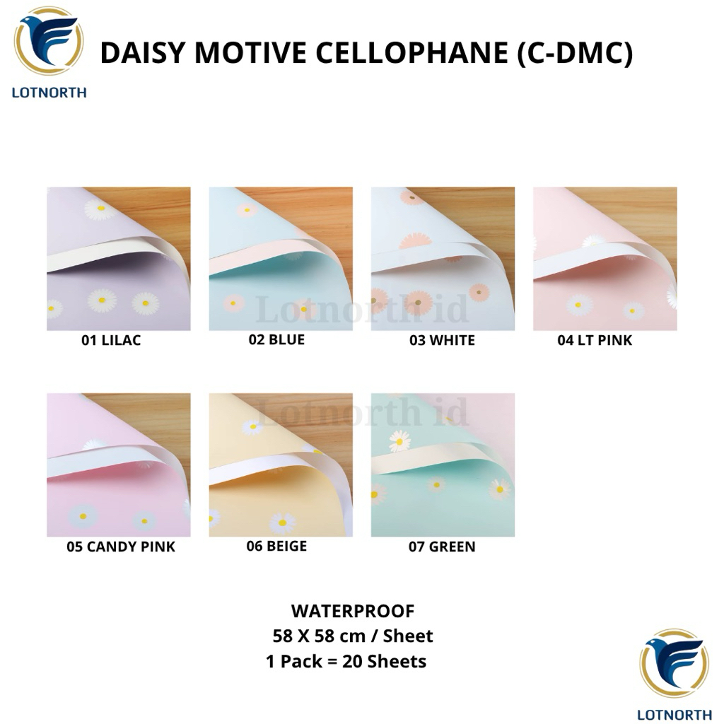 

[1 pack] C-DMC / Kertas Buket Bunga / Wrapping Paper Cellophane / Daisy Motive Cellophane / Kertas Buket Motif Bunga Daisy Cantik/ Flower Paper Craft / Kertas Celopen / Plastik Bunga