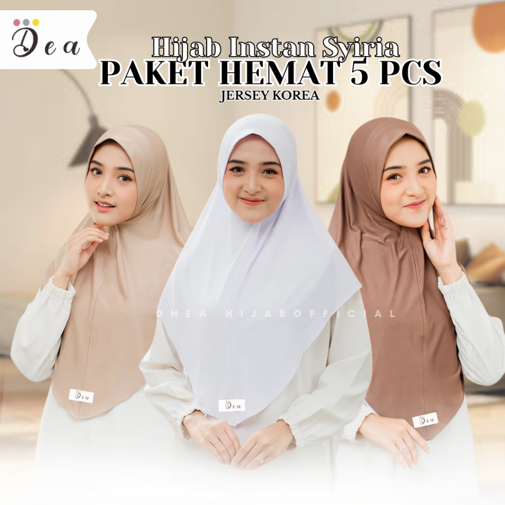 Dhea Hijab Instan Syriya Paket Hemat 5 PCS Jersey Korea