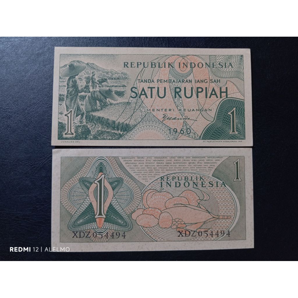 seri x uang kertas 1 rupiah sandang pangan 1960 baru asli