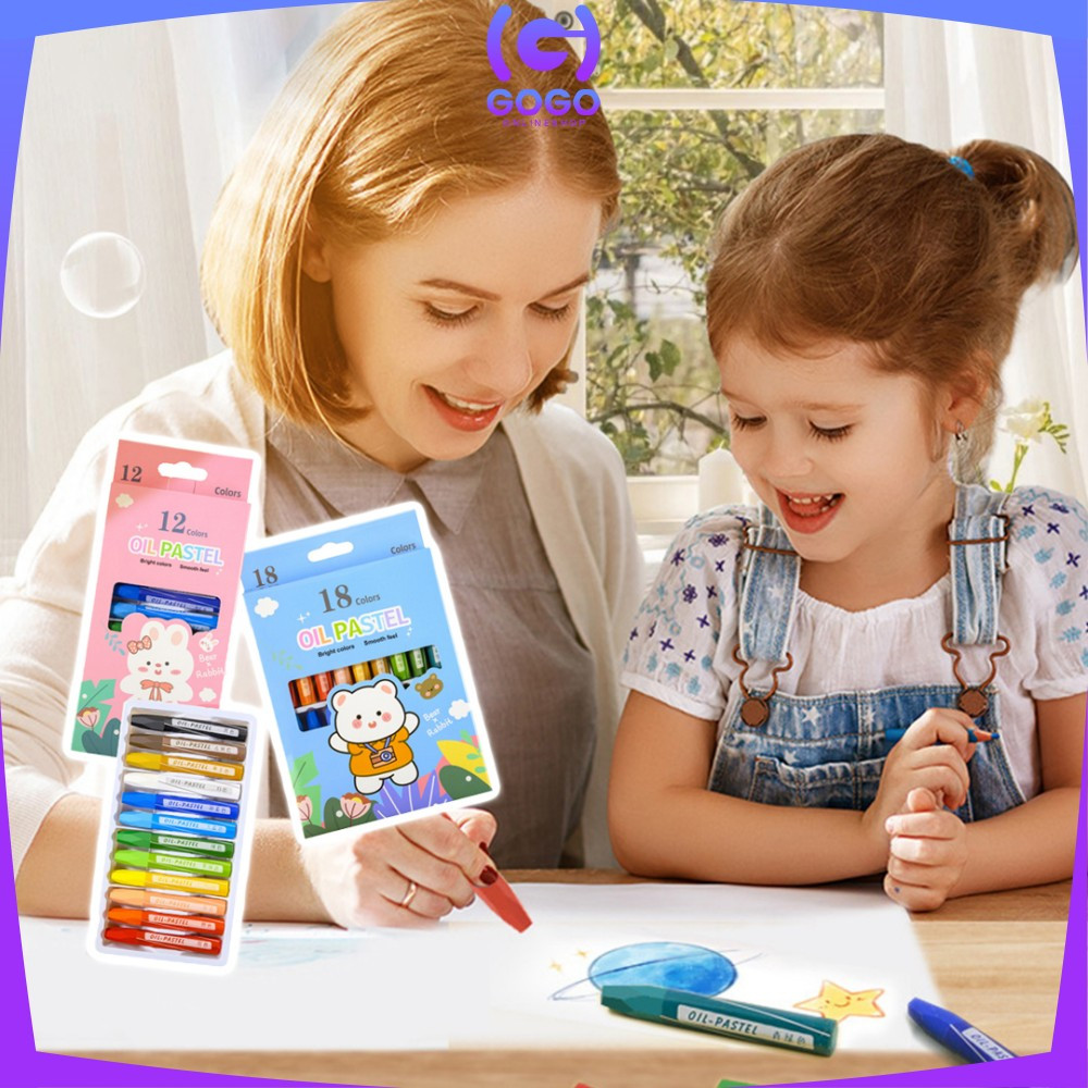 

EC GOGO-A99 Crayon Oil Pastel Isi 12 Warna Motif Kartun Perlengkapan Mewarnai Anak / Set Krayon Pigmentasi Tinggi Aman Untuk Anak