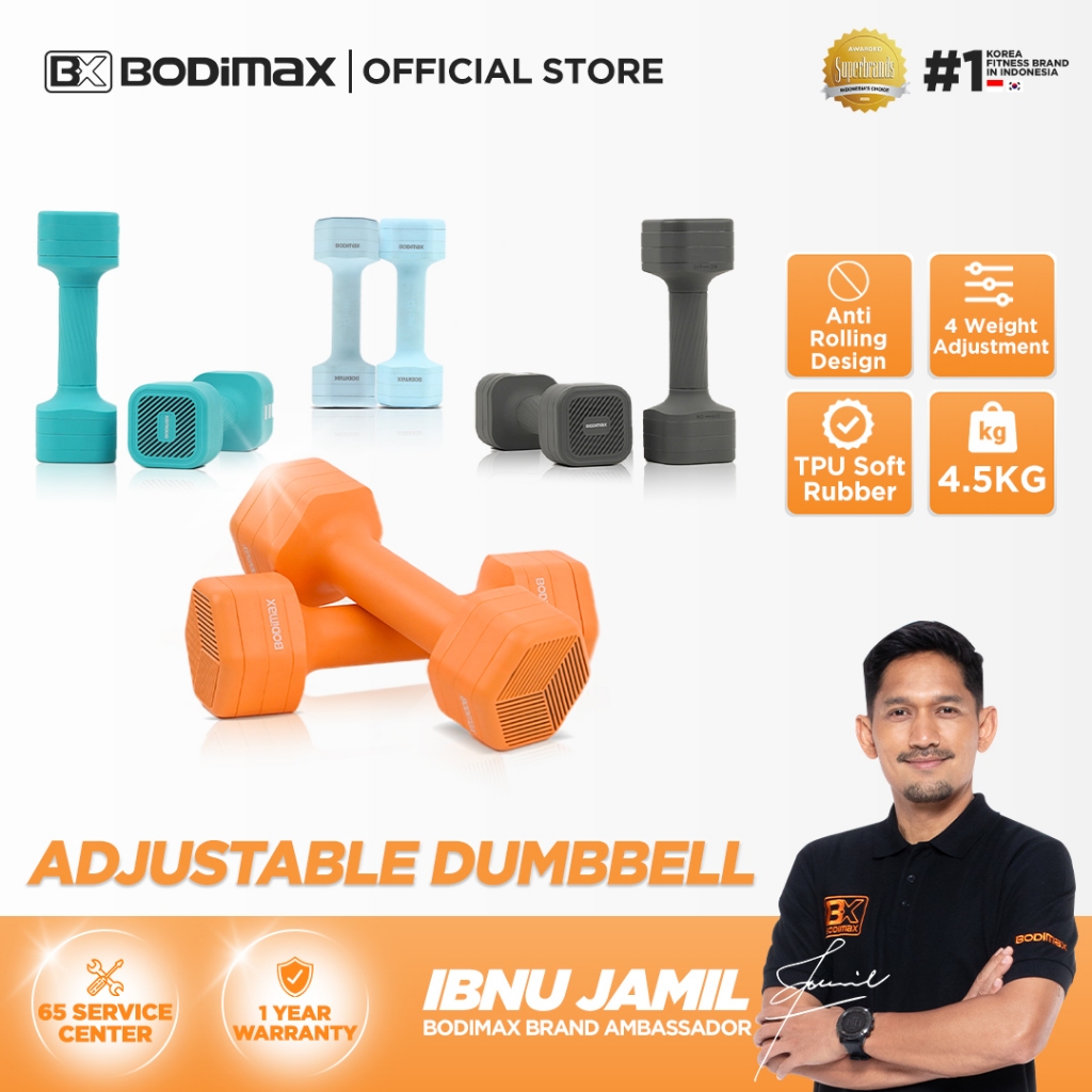 BODIMAX ADJUSTABLE DUMBBELL - Non Slip Dumbbell 5 KG