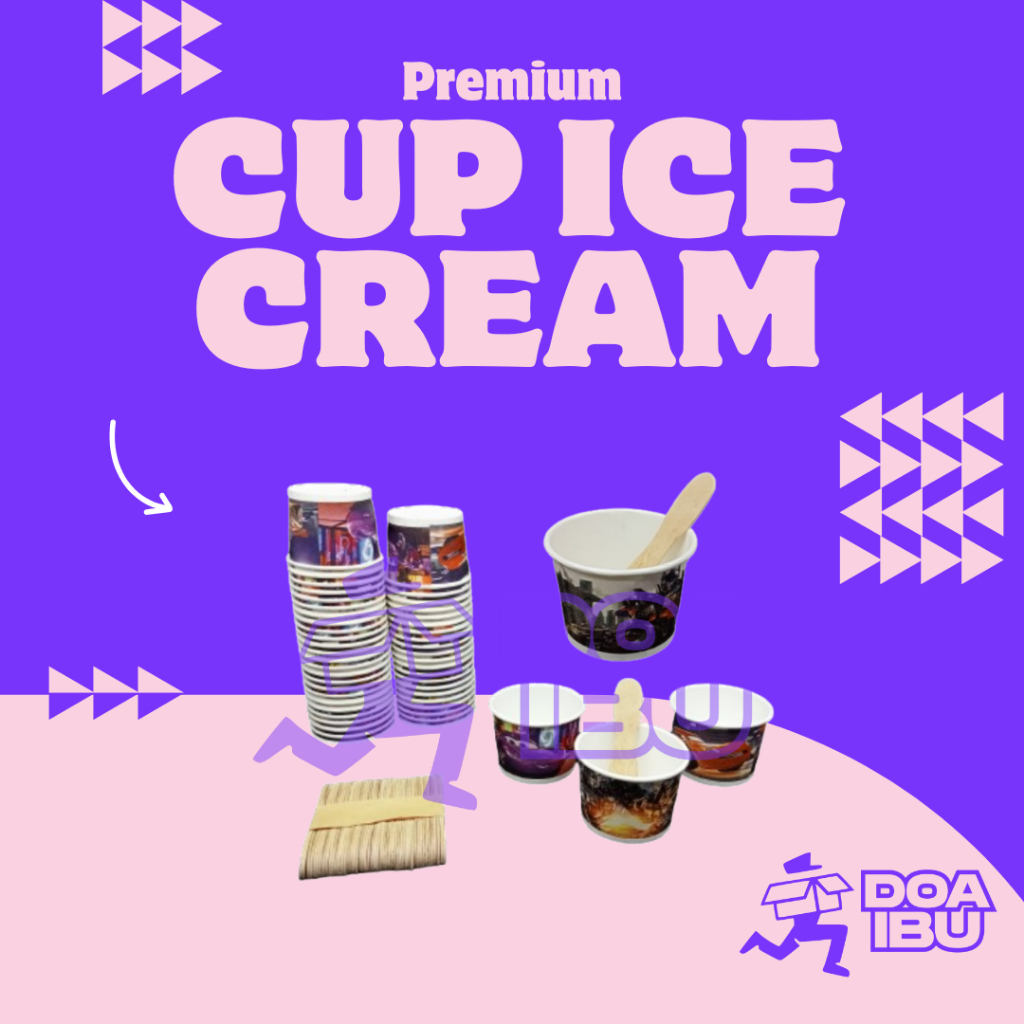 paper cup ice cream kecil dan besar / Paket Cup Es Krim 60 ml Plastik Putih (Ice Cream Cup) / Paper 