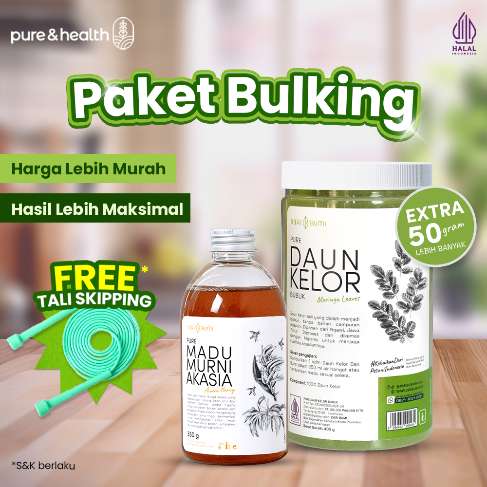 

PAKET BULKING Bubuk Daun Kelor 450 Gram Dan Madu Akasia 350 Gram - Moringa Powder Dari Bumi