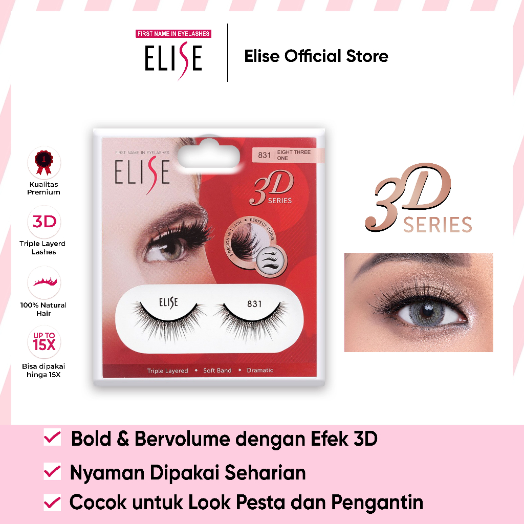 Bulu Mata Elise - 3D 831 - Bold Look/Cocok untuk Riasan Pesta/Pengantin/Favorite MUA/Pilihan MUA