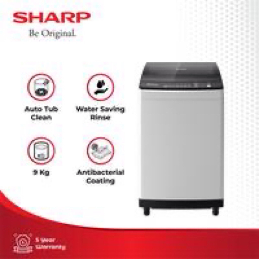 SHARP MESIN CUCI ES-M9000T-GG (9KG) / ES-M8000T-GG(8KG) bukaan atas otomatis garansi resmi