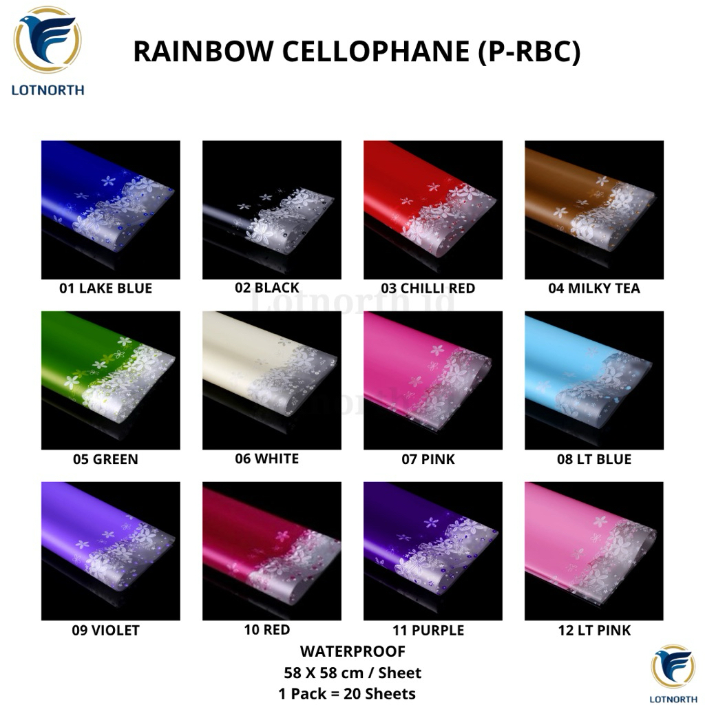 

[1 pack] P-RBC / Kertas Buket Bunga / Wrapping Paper Cellophane / Rainbow Cellophane / Kertas Bunga Buket Semi Transparan Model Bunga Bunga Kecil Transparan Lucu/ Flower Paper Craft / Kertas Celopen / Plastik Bunga