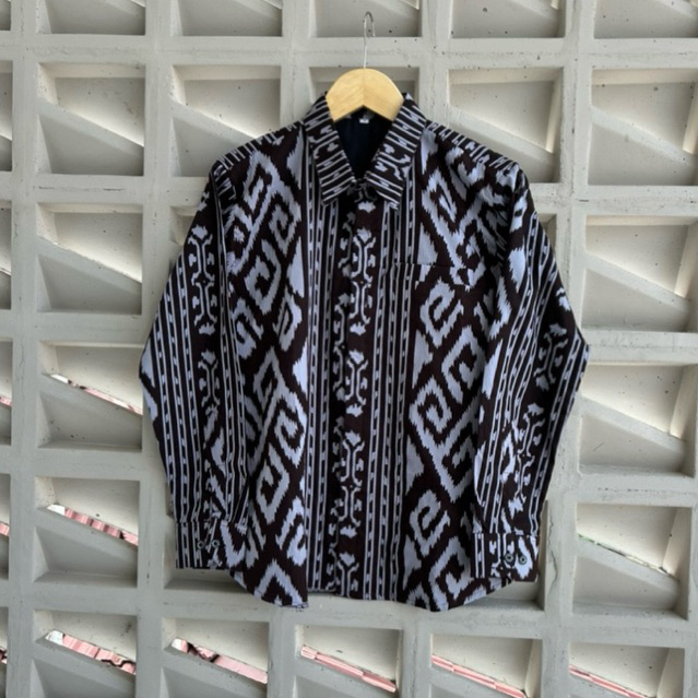 Kemeja Batik Pria Motif Tenun Lurik Katun Halus Premium Solo Full Furing