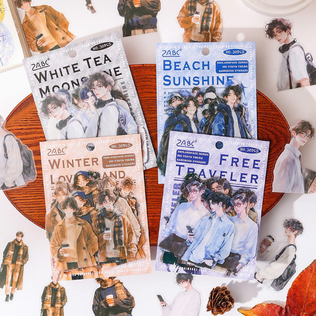 

(5AB) sticker transparan model cowo pria ganteng stylish handsome man boy journaling