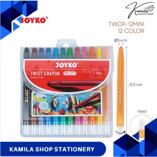 

Crayon Joyko TWCR-12 Mini ( 12 Colours ) / Krayon Putar Mewarnai isi 12 Warna Pendek / Twist Oil Pastel TWCR 12s Non Toxic