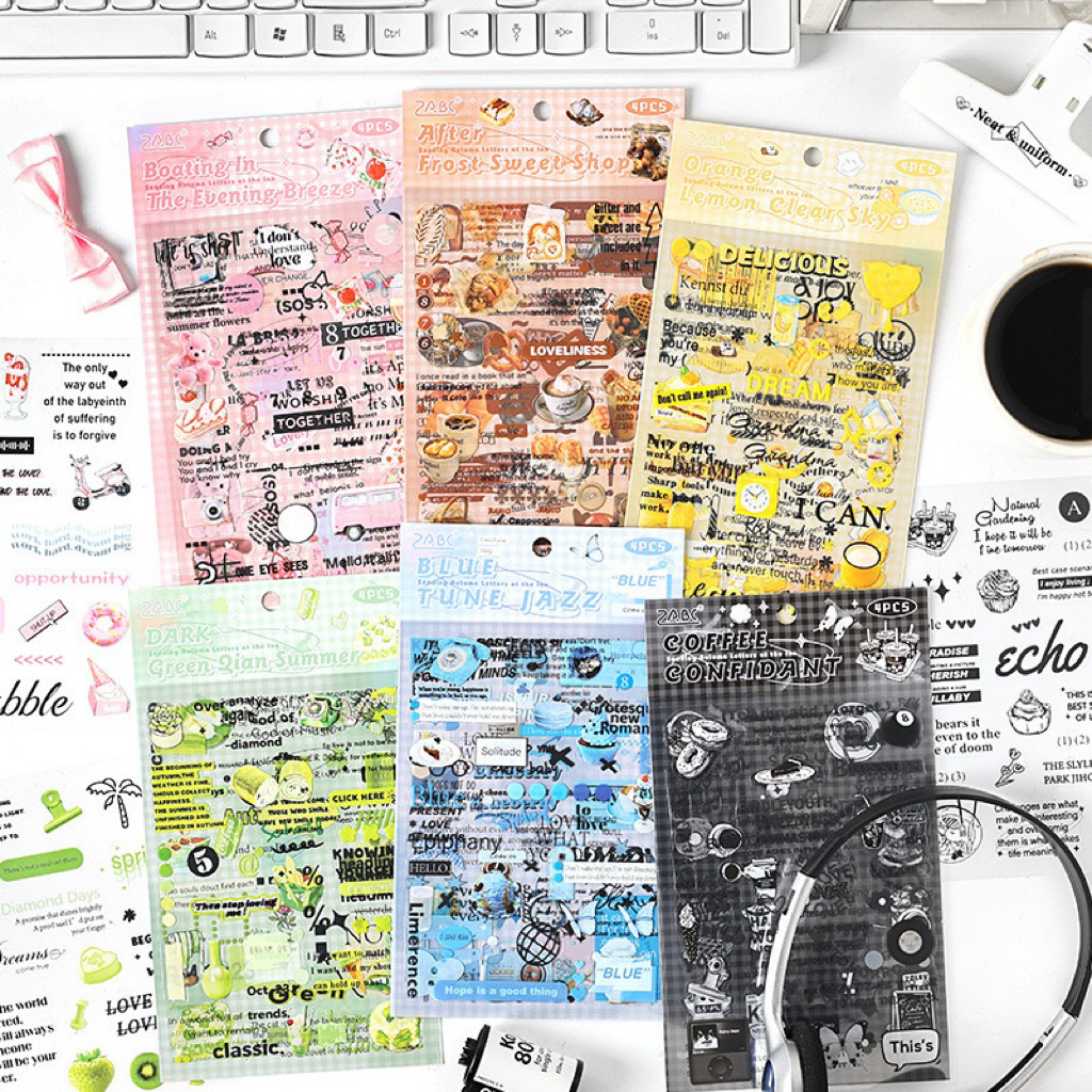 

(7E) sticker transparan kiss cut tulisan quote word style colorful deco dekor journaling