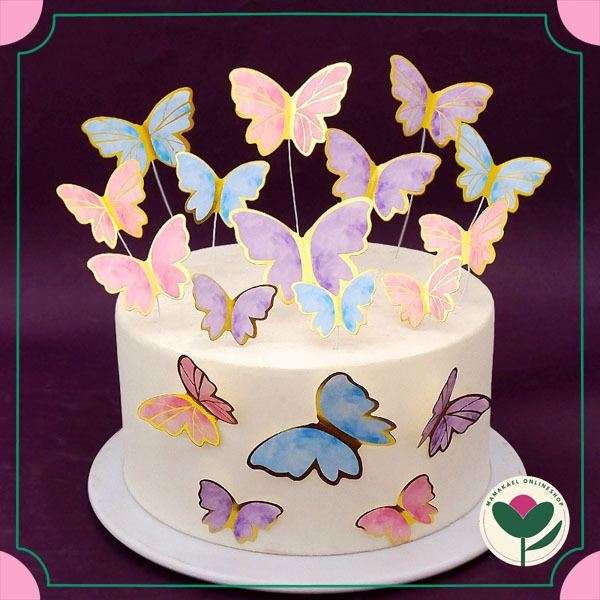 

1 set isi 10 pcs gold list butterfly deco flower bouquet hiasan dekorasi kue buket kupu-kupu MK2002