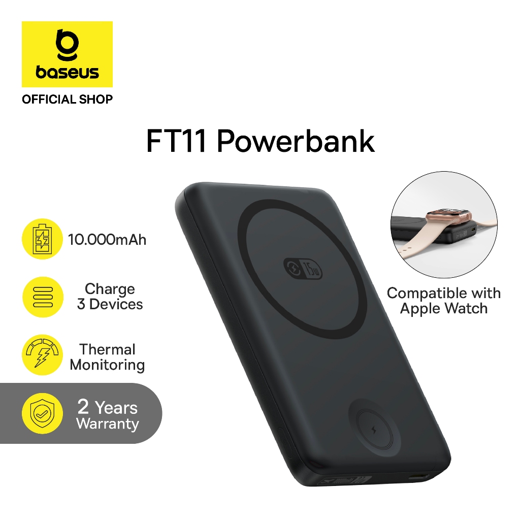 Baseus EnerFill FT11 Wireless Magnetic 2-in-1 Power Bank for Apple Watch and Phone 10000mAh 27W