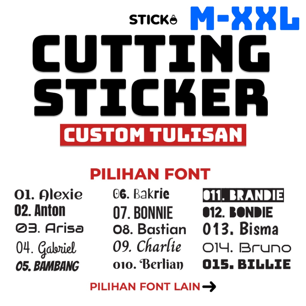 

[M-XXL] Cutting Sticker Nama Tulisan Kata Logo Custom Stiker Motol Helm Mobil Etalase Tumbler Oracal