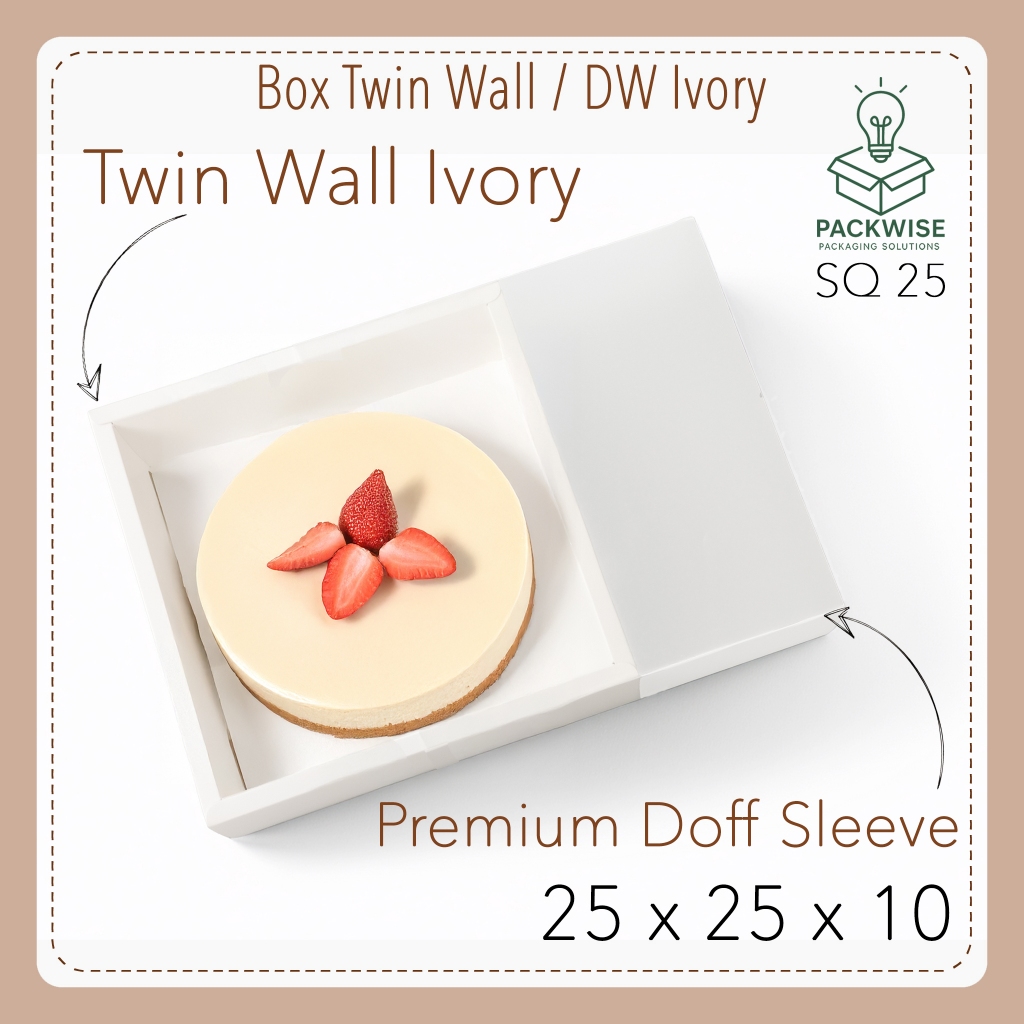 

Box Twin Wall / DW / Double Wall Ivory Putih + Premium Doff Sleeve - 25x25x10 cm - Kue Kering Souvenir