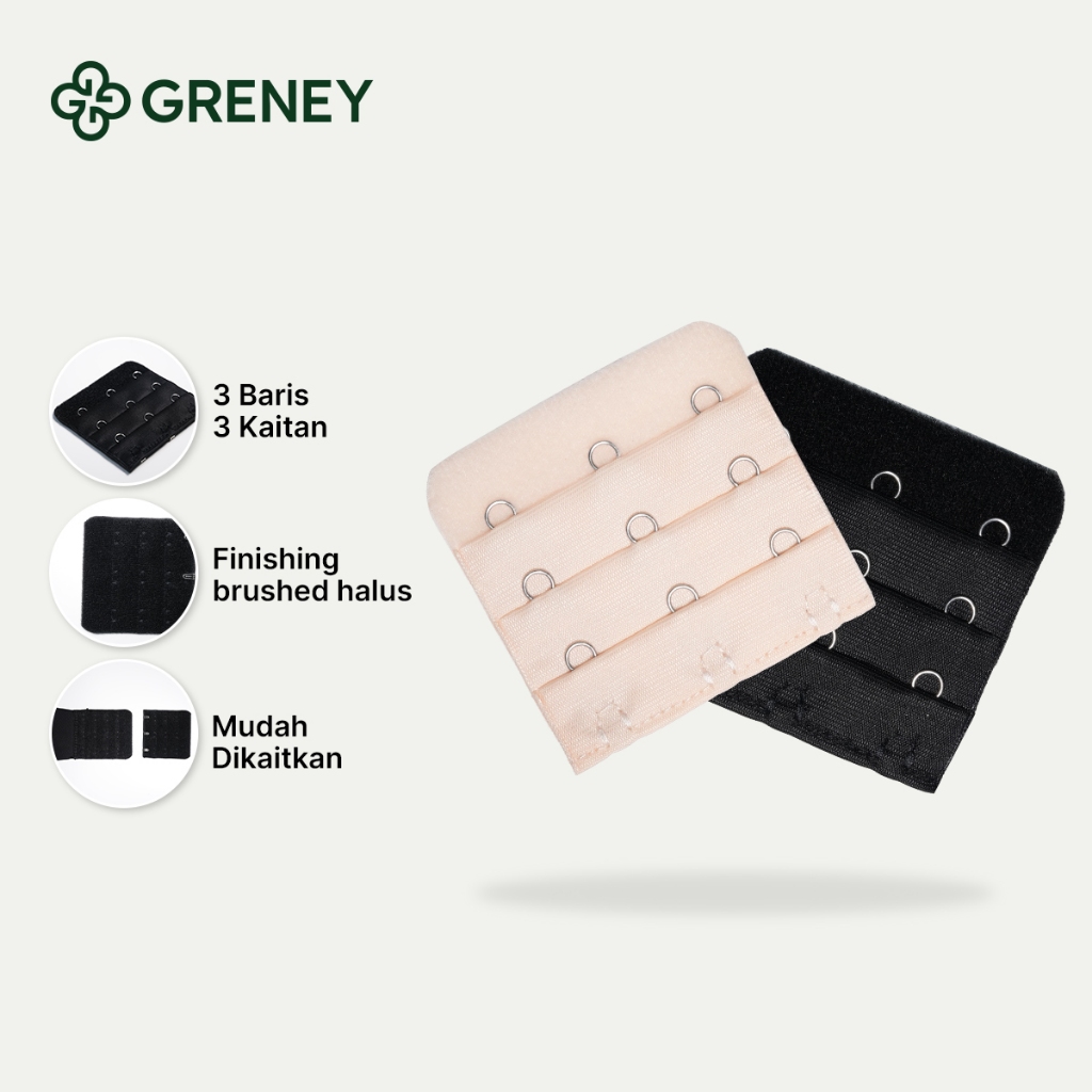 Greney- 2Pcs Kait Bra Extension Biasa Sambungan Bh 3 Baris 3 Kaitan 81110002