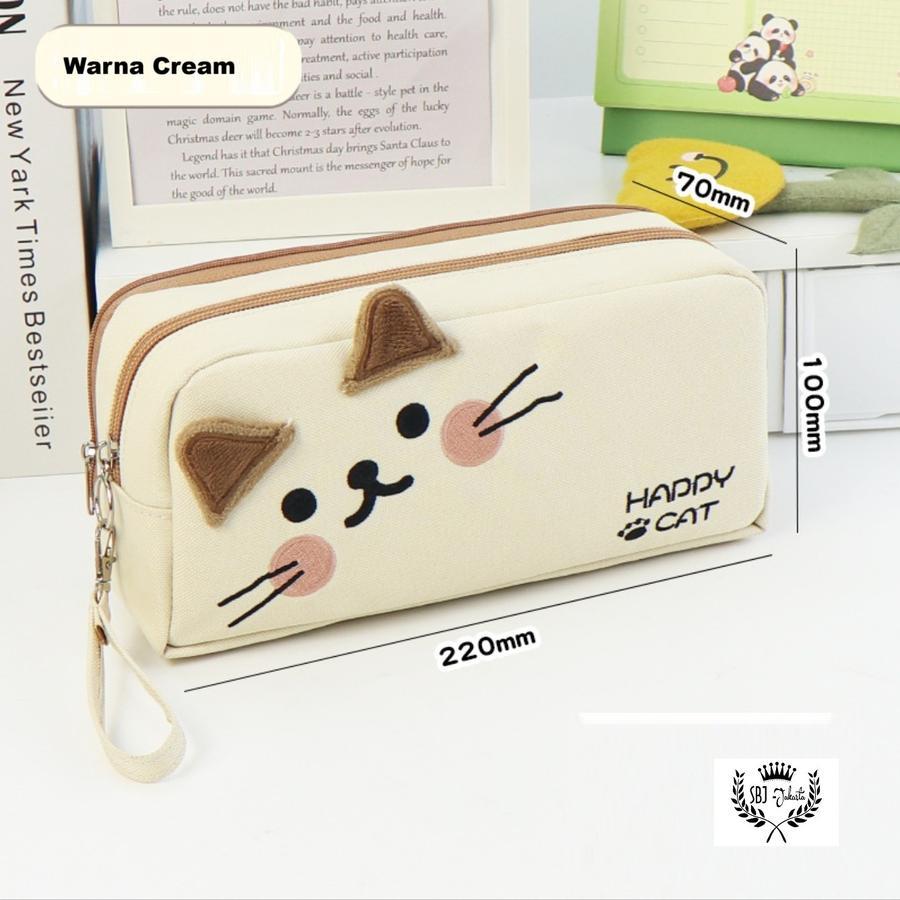 

Tempat Pensil Kotak Pensil Alat Tulis Anak Sekolah Cream Motif Happy Cat Double Layer Kapasitas Besar Case