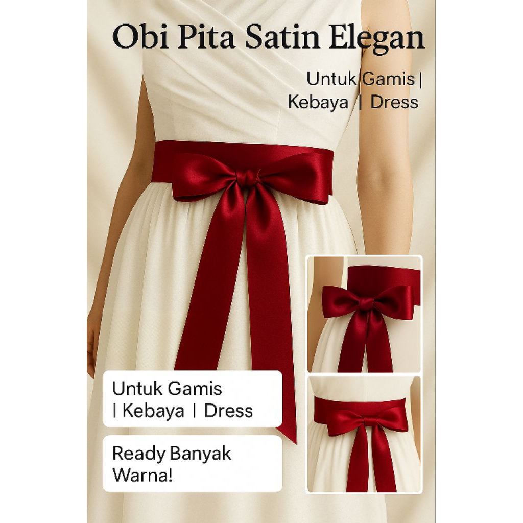 Obi Pita Satin Elegan | Ikat Pinggang Wanita Gamis Kebaya Dress