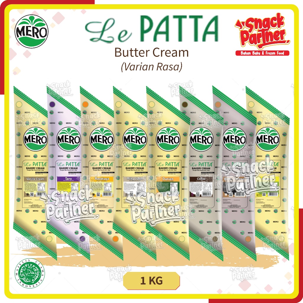 

LEPATTA | BUTTER CREAM 1 KG By MERO - LEPATA Vanilla Taro Rasakaya Srikaya Milky Durian Coffee Kopi Butter Banana