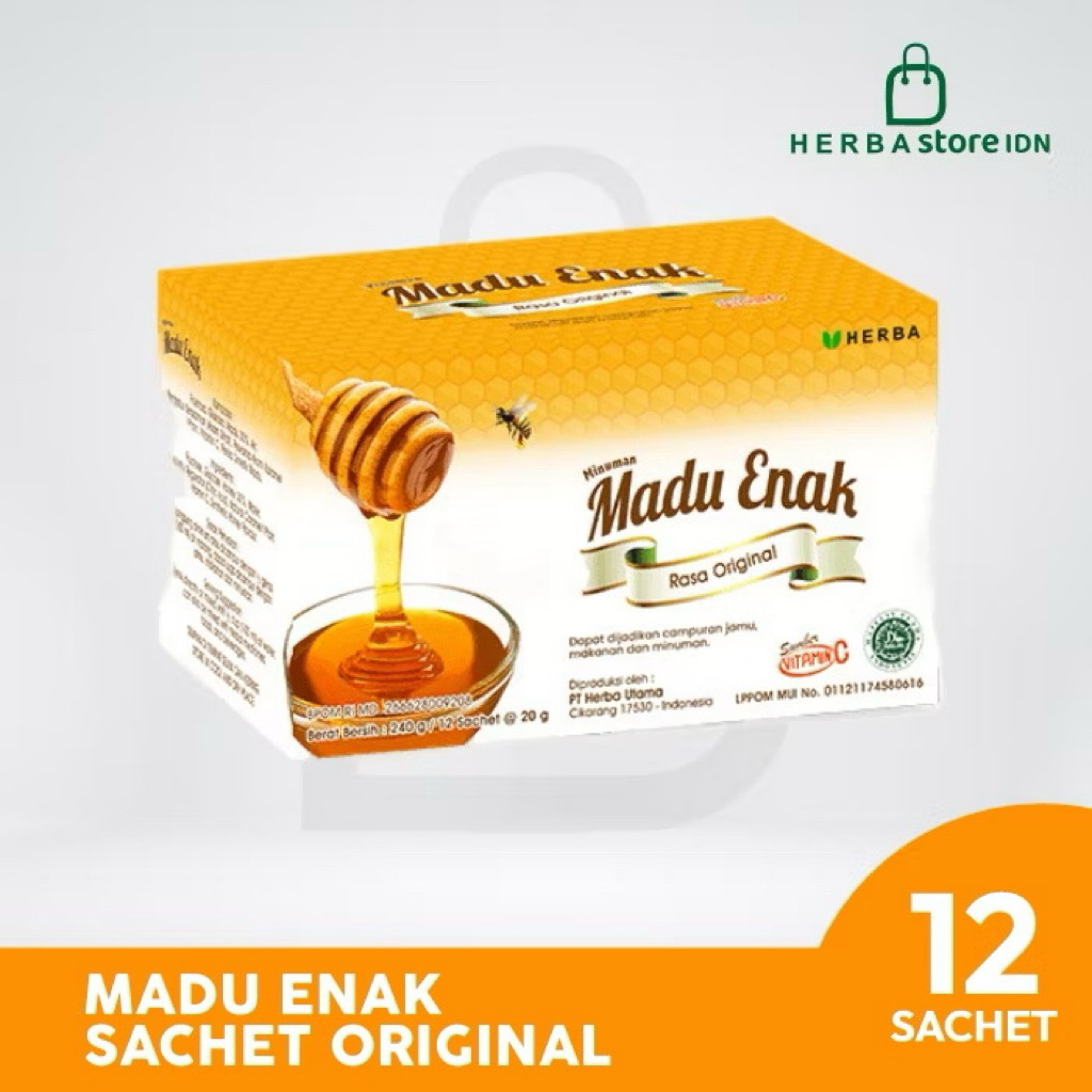 Herba Madu Enak Sachet Isi 12 perBox Madu + Vitamin C