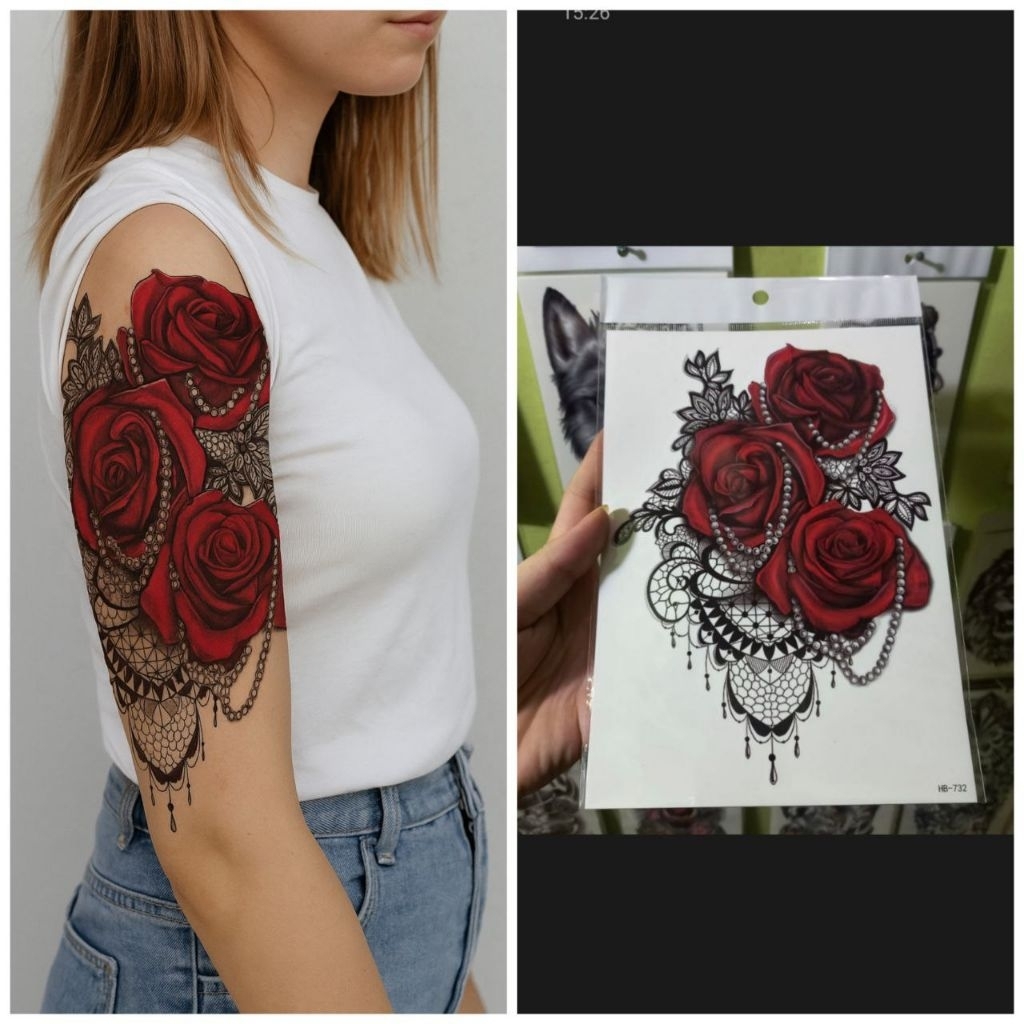 tato temporary mawar tato lengan tato tangan