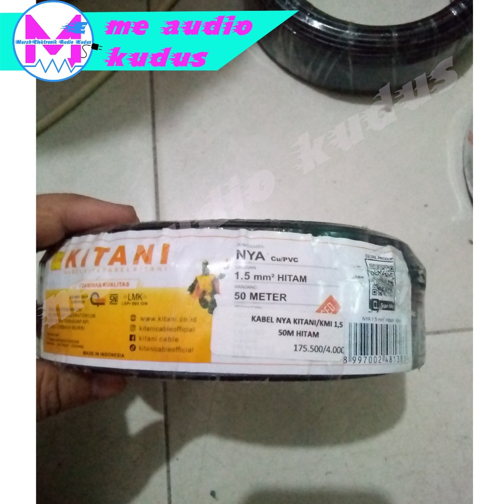 KABEL NYA KITANI/KMI 1,5 50M HITAM (ECER/1METER)