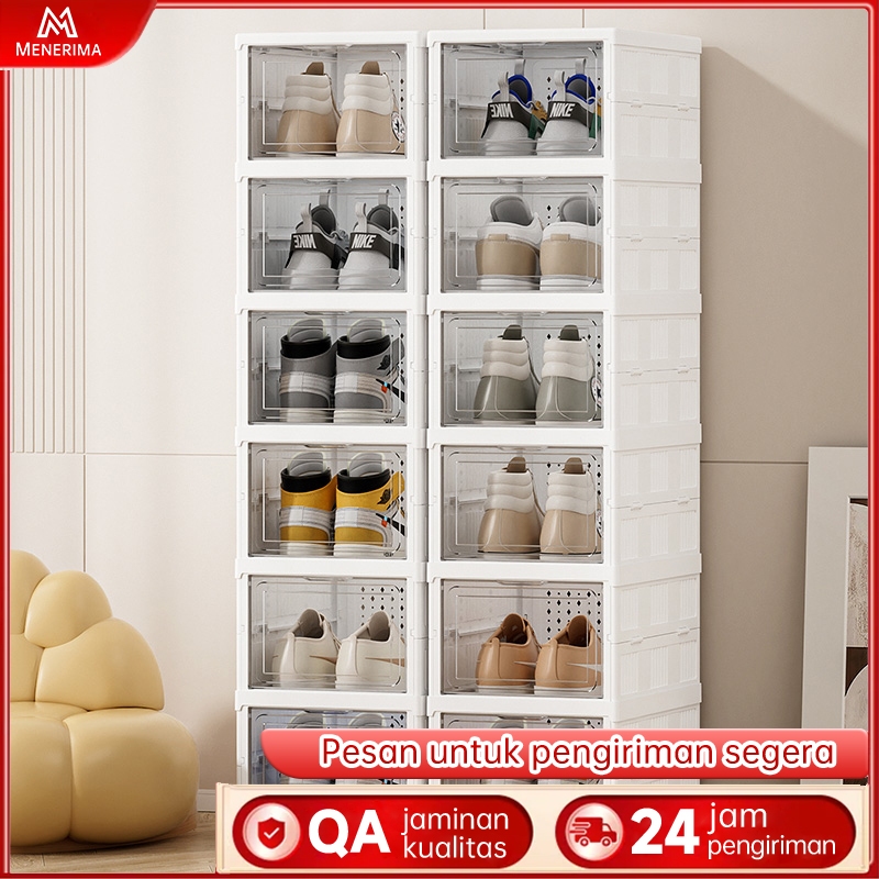 Kotak sepatu transparan / Rak Sepatu Susun Tertutup / Rak Sepatu / Kotak Sepatu Lipat Transparant