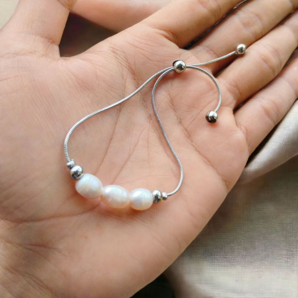 Gelang besi putih X Mutiara Manis