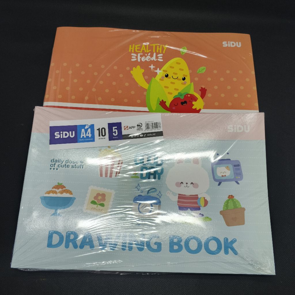(SIDU) Buku gambar A4   1 pak isi 5 pcs /buku gambar karakter lucu