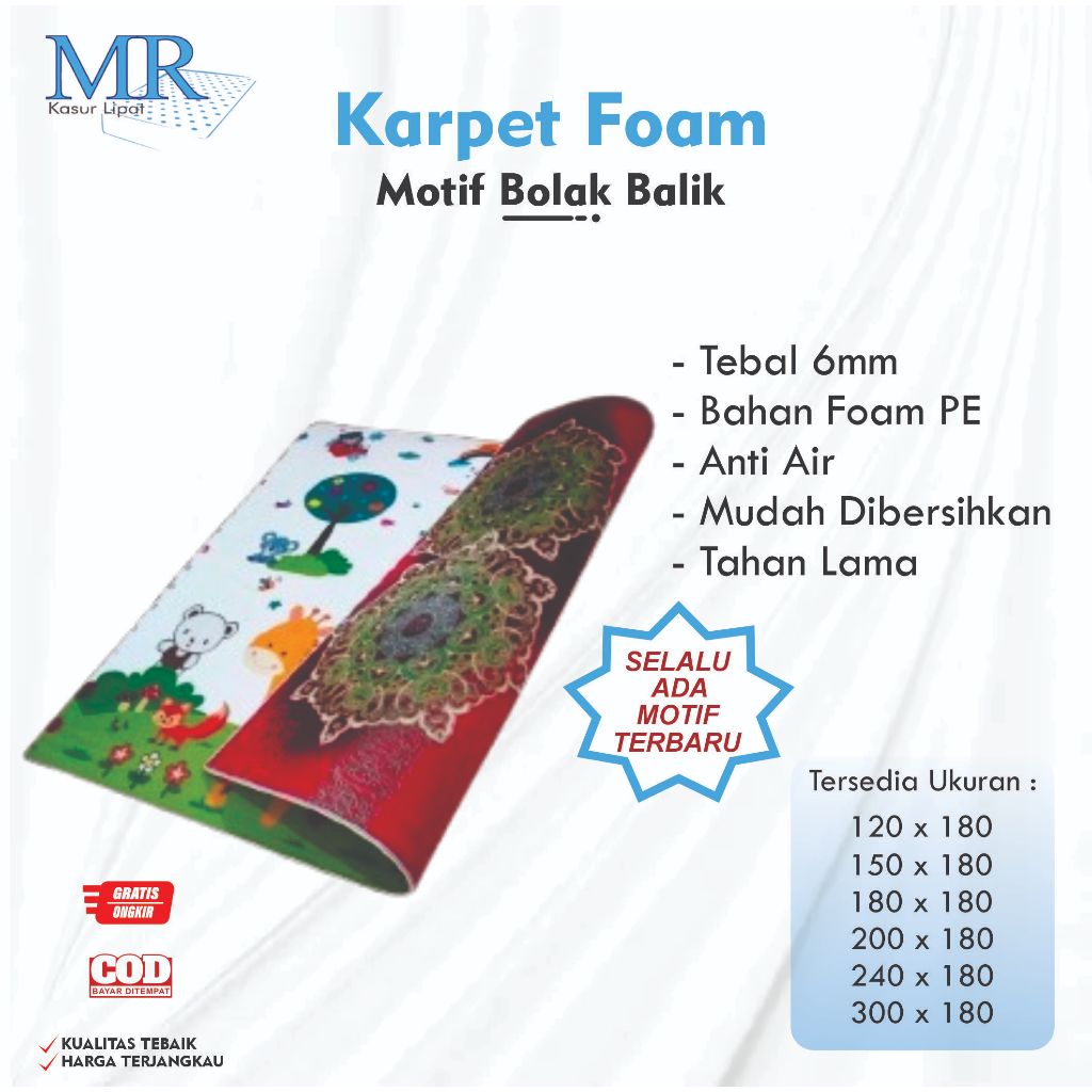 Tikar Foam 300x180cm Motif Bolak Balik Karpet Eva Foam Jumbo Premium